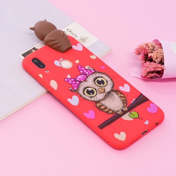 Huawei P20 Lite / Nova 3e mobilskal TPU material skyddande flexibelt mjukt 3D mönster - Hona uggla multifärg