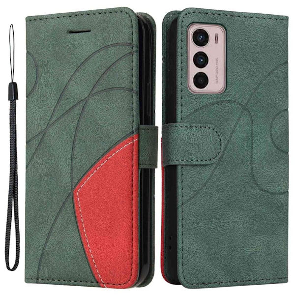 Texturerat läder Motorola Moto G42 fodral med handledsband - Grön Grön