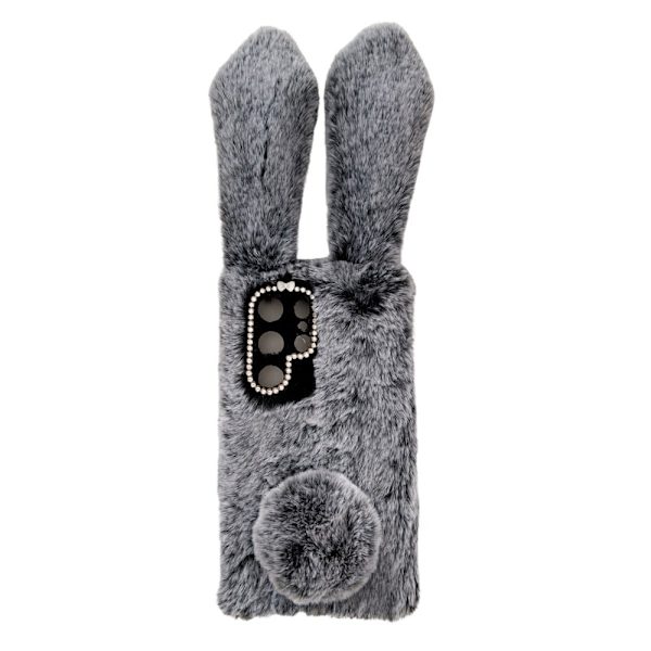 Fluffy Rabbit Samsung Galaxy S24 Ultra deksel - Sølv/Grå Silver grey