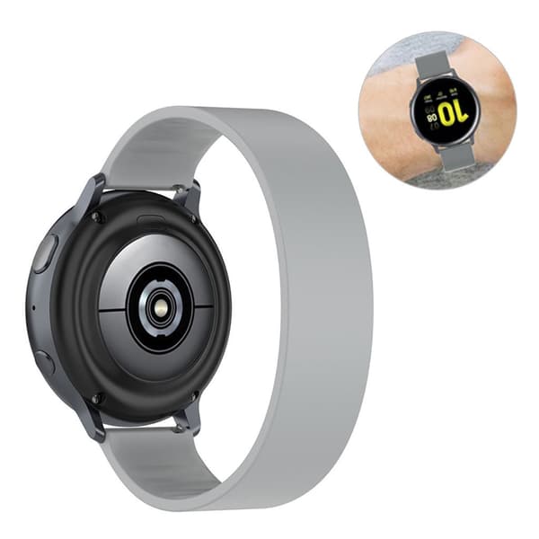 20 mm universellt elastiskt klockarmband i silikon - Ljusgrå / Ljusgrå Silvergrå