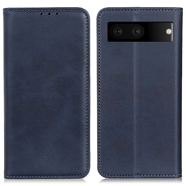 Google Pixel 7 lompakkokotelo, aitoa nahkaa - Sininen Blue