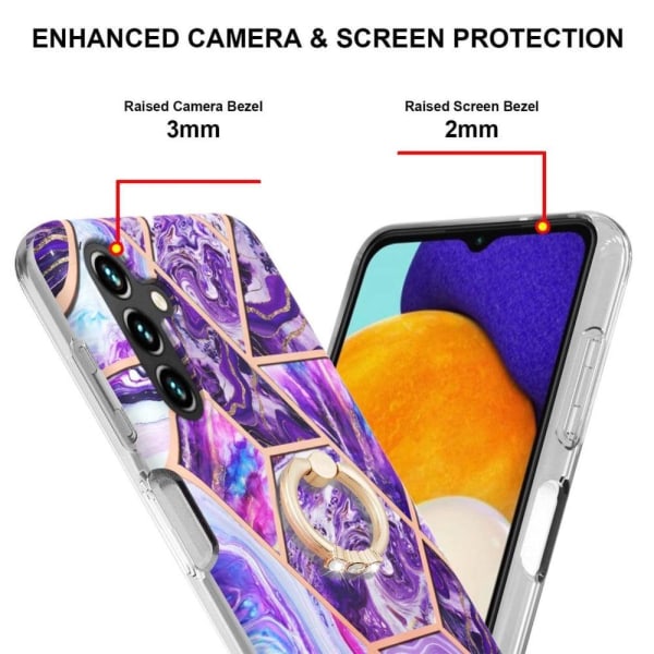 Marmormotiv Samsung Galaxy A34 5G skal - Mörklila Lila