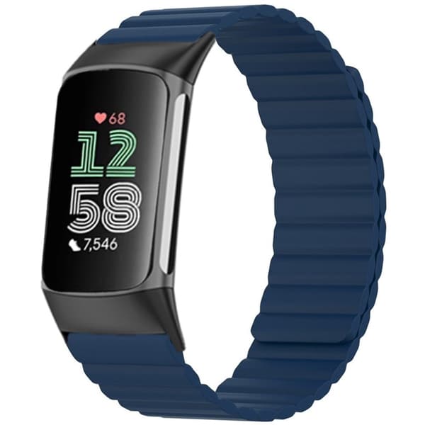 Fitbit Charge 6 / 5 Magnetisk klokkerem Silikon Justerbar håndleddsrem - Midnattsblå Blue