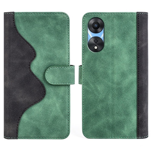 Tvåfärgat Oppo A58 fodral i läder - Grön Grön