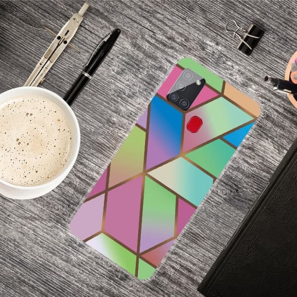 Marble design Samsung Galaxy A21s kotelot - Ruusu / Vihreä Ja Siniset Gradientit Multicolor