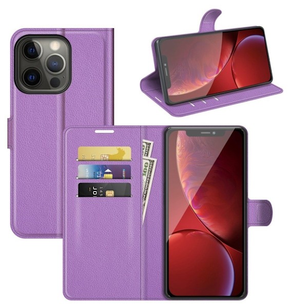 Klassisk iPhone 13 Pro Max flip etui - Lilla Purple