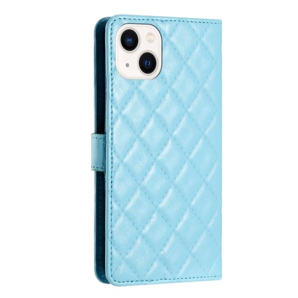 Toimiva rombinen lompakkokotelo iPhone 14 - Tummansininen Blue