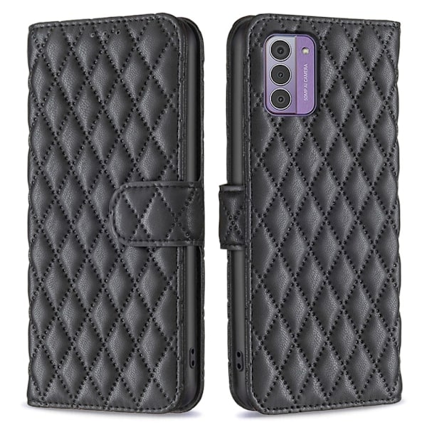 Rhombus mat Nokia G42 flip etui - Sort Black