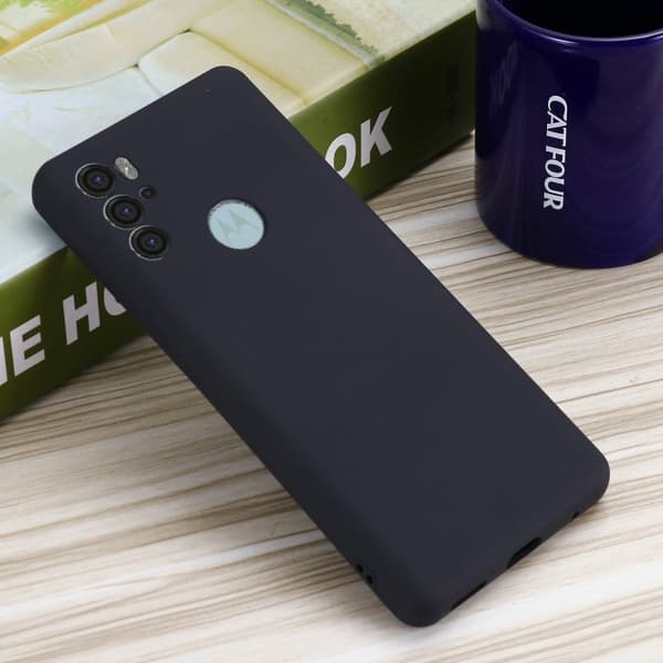 Matte Liquid Silikone Cover til Motorola Moto G60s - Sort Black