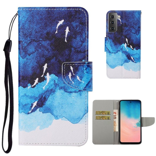 Wonderland Samsung Galaxy S21 Flip etui - Fishes in the Blue Sea Blue