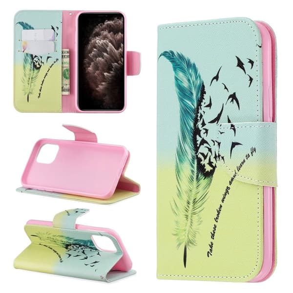 Wonderland iPhone 11 Pro veske - Fjærmønster Multicolor