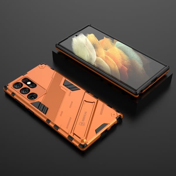 Støtsikkert hybriddeksel for Samsung Galaxy S22 Ultra - Oransje Orange