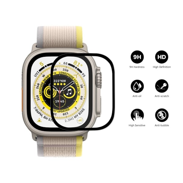 2Pcs HAT-PRINCE Apple Watch Ultra tempered glass screen protector Transparent