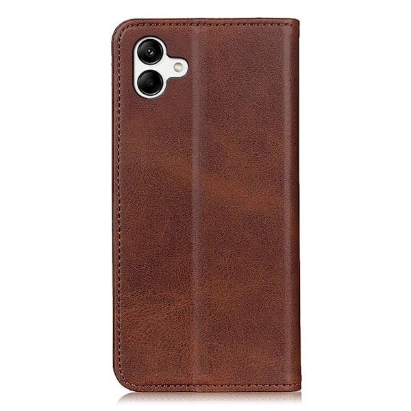 Lompakko-style Aitoa Nahkaa Läppäkotelo For Samsung Galaxy A04 - Kahvi Brown
