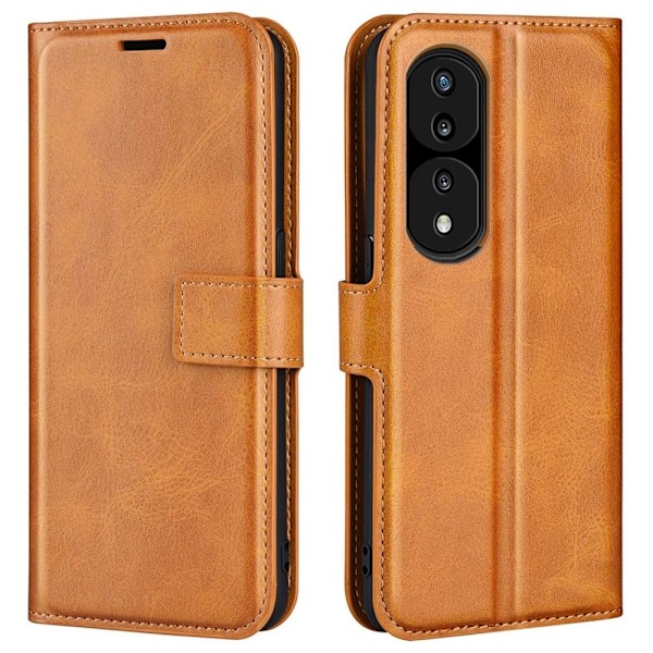 Hållbart konstläder Honor 70 Pro fodral med plånbok - Gul Gul