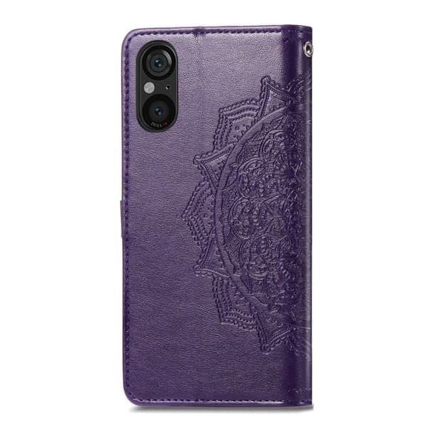 Mandala läder Sony Xperia 5 V fodral - Lila Lila