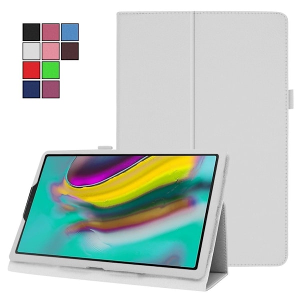 Samsung Galaxy Tab S5e litchi läderfodral - Vit Vit