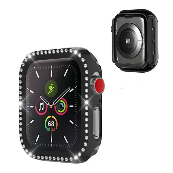 rhinesten décor ramme til Apple Watch Series 3/2/1 42mm - sort Black