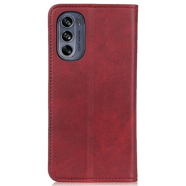 Flip Etui med Pung i Ægte Læder til Motorola Moto G62 5g - Rød Red