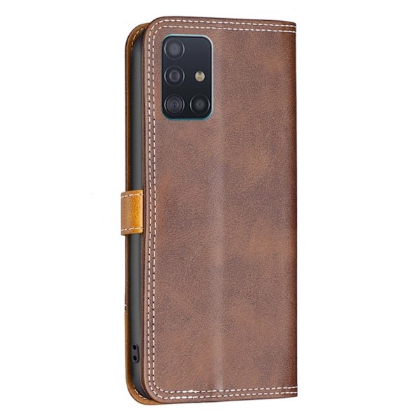 BINFEN to-farvet Samsung Galaxy A51 læderetui - Kaffe Brown