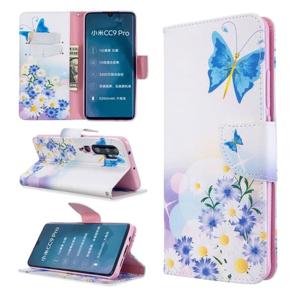 Wonderland Xiaomi Mi CC9 Pro / Mi Note 10 / Mi Note 10 Pro etui – Blå Sommerfugle og Blomster Multicolor