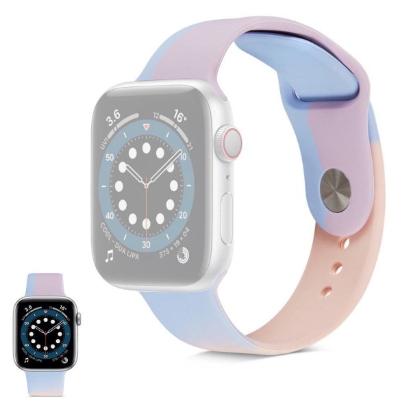 Apple Watch 40 mm urrem i silikone med kontrastfarve - Lyseblå / Multicolor