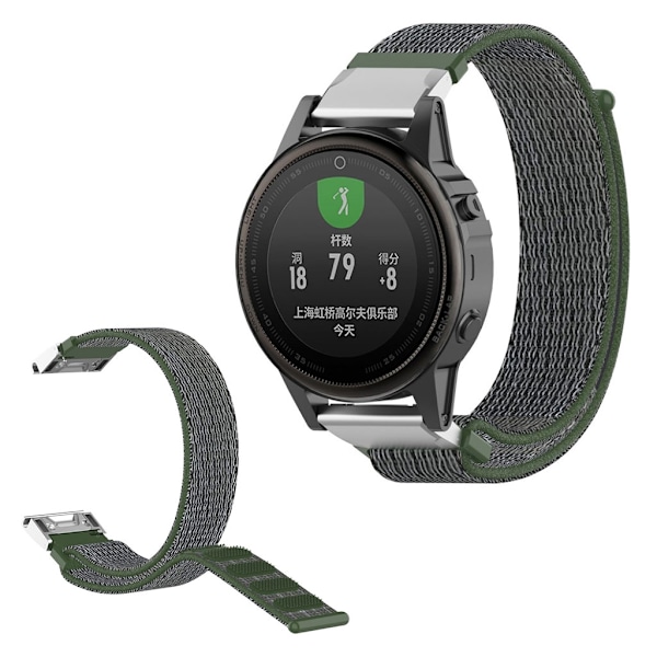 Garmin Fenix 6S / Fenix 5S Plus nylonsilmukkainen kellonauha - Armeijan Vihreä Green