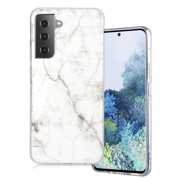 marmor Samsung Galaxy S21 Plus etui - hvid with Crack White