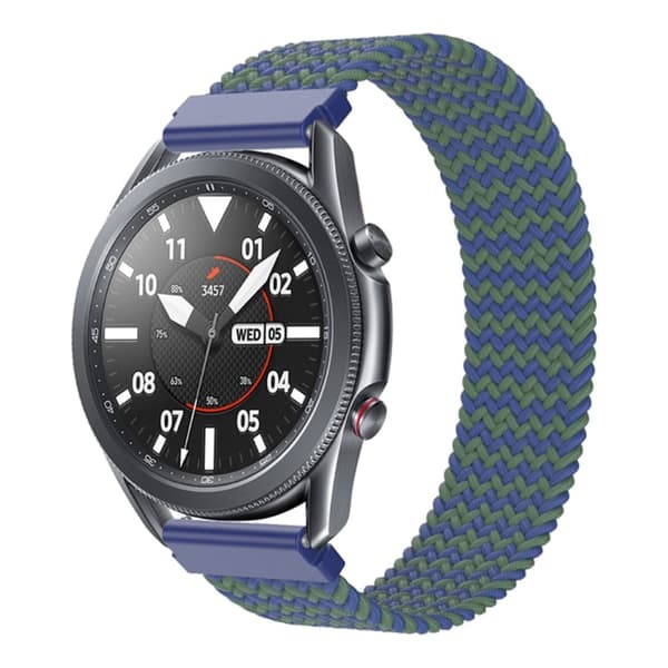 Samsung Galaxy Watch 3 (45 mm) elastisk nylon-urrem - W-Form Blå / Grøn Størrelse: Xs Blue