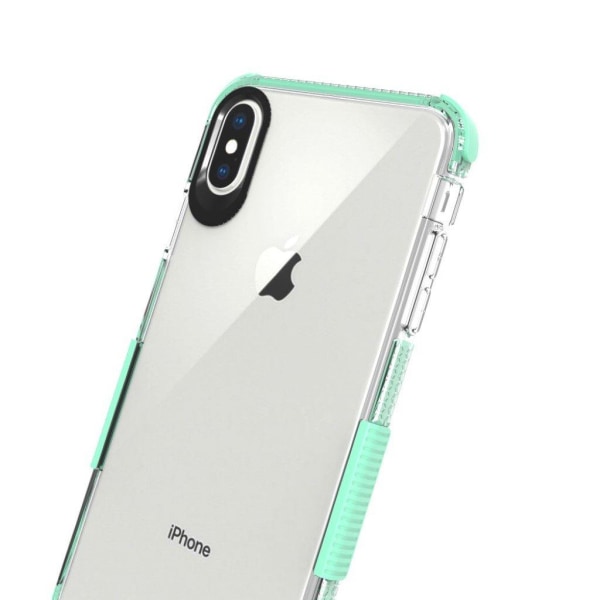 iPhone Xs Max kaksivärinen läpinäkyvä joustava ja pehmeä silikooni muovinen takasuoja kuori - Cyaani Green