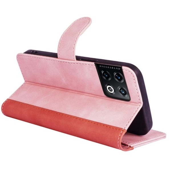 Two-color Leather Läppäkotelo For OnePlus 10 Pro - Pinkki Pink