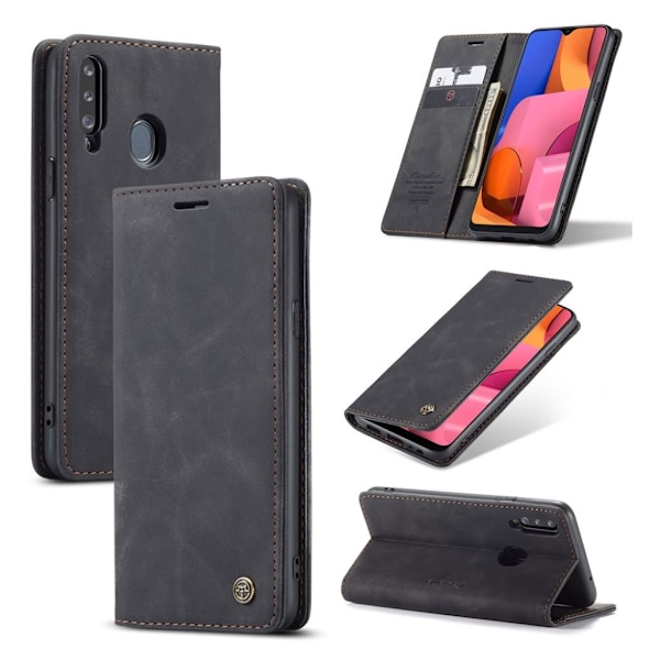 CaseMe Samsung Galaxy A20s Vintage Etui - Sort Black