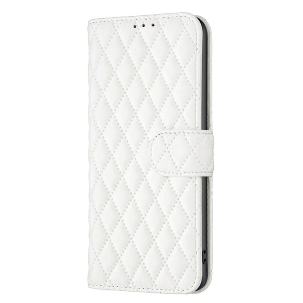 Rhombus mat Motorola Moto E13 flip etui - Hvid White