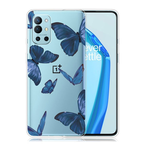 Butterfly läder OnePlus 9R fodral - Blå Blå