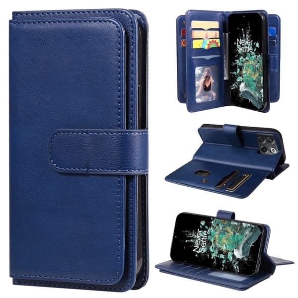 10-slot Lommebok Etui til OnePlus Ace Pro / 10t - Mørkeblå Blue
