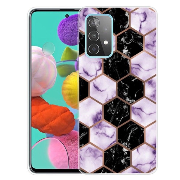 Deco Samsung Galaxy A73 Suojakotelo - Honeycomb Marble In Violetti Multicolor