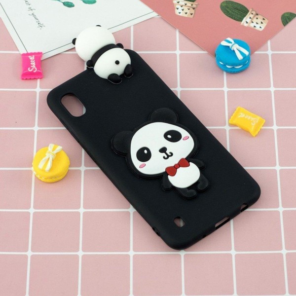 Cute 3D Samsung Galaxy A10 / M10 kuoret - Panda punaisella rusetilla Black