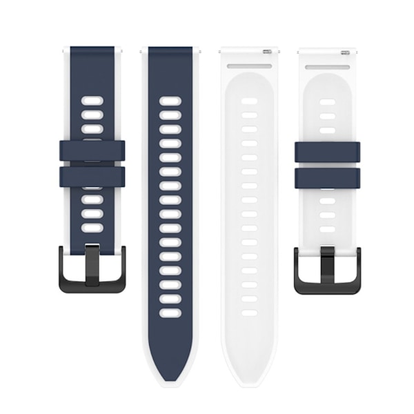 22 mm universellt dubbelfärgat klockarmband i silikon - Midnattsblå / Vit Blå