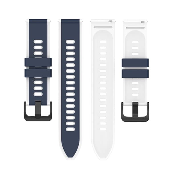22mm Universal dual color silikone urrem - Midnatsblå / Hvid Blue