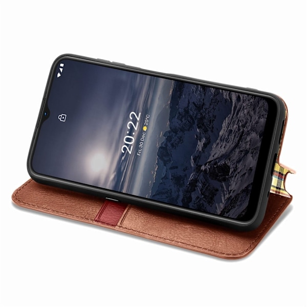 Læder Etui med A Stilfuldt Rhombus Tryk til Nokia G21 / G11 - Brun Brown