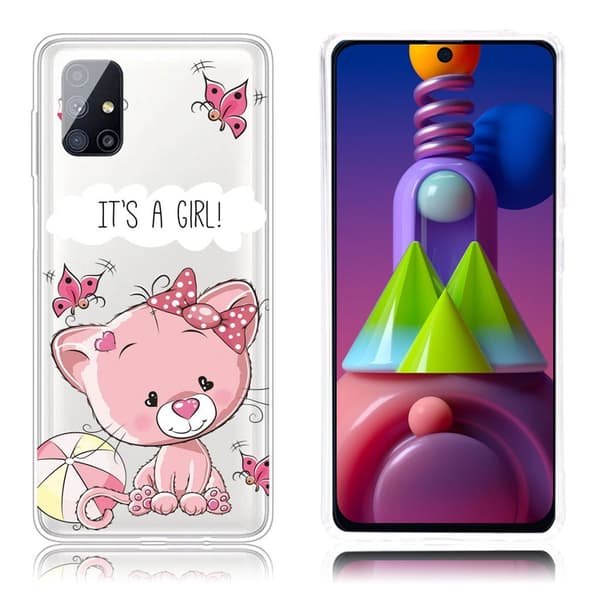 Deco Samsung Galaxy M51 Etui - Rosa Katt Pink