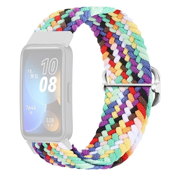 KALEBOL KLB-BZNL-001 Huawei Band 8 Armband Justerbart klockarmband i flätad nylon - Regnbåge multifärg