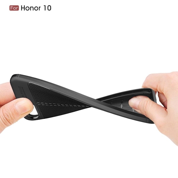 Huawei Honor 10 mobilskal TPU material mjuk flexibel skyddande litchi textur - Svart Svart