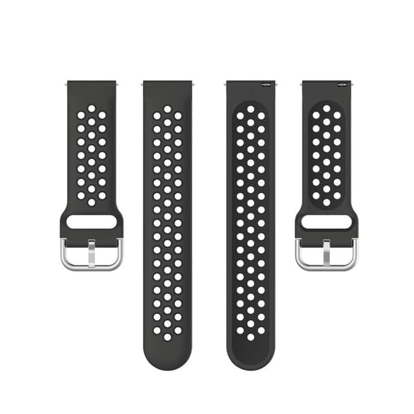 20mm Universal tofarvet silikoneurrem - Sort Black