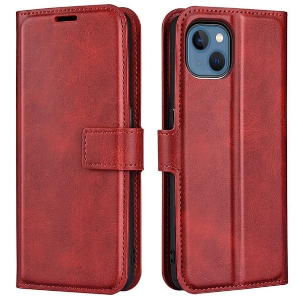 Skinn-etui i lommebok-stil for iPhone 14 Plus - Rød Red