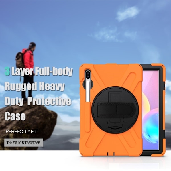 Samsung Galaxy Tab S6 X-Shape kombinationsfodral - Orange Orange