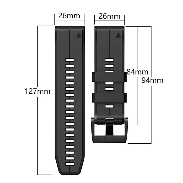 26mm kaksivärinen silikoninen kellohihna Garmin ja Coros kellolle - Armeijan Vihreä / Musta Green