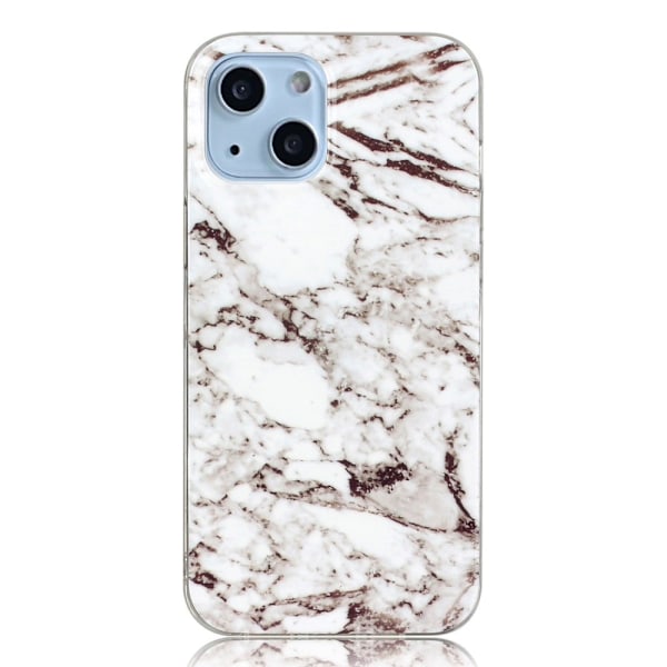Marble iPhone 14 Etui - Hvit Klinkekule Silver grey