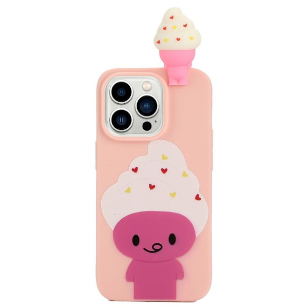 Cute 3D iPhone 14 Pro skal - Rosa Rosa