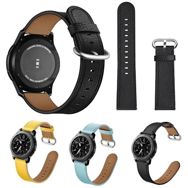 Samsung Gear S3 / S3 Frontier cool ægte læder Urrem - Sort Black